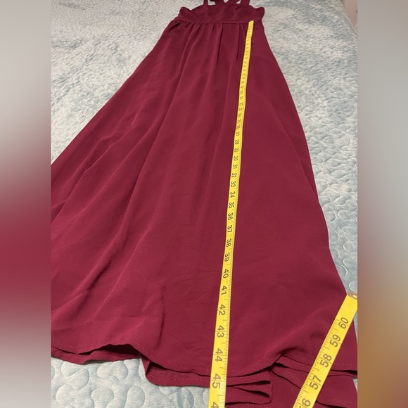 Lulu’s Formal Dress Bridesmaid Prom Sz S Cranberry Lined Sleeveless Wide Straps - Picture 5 of 10